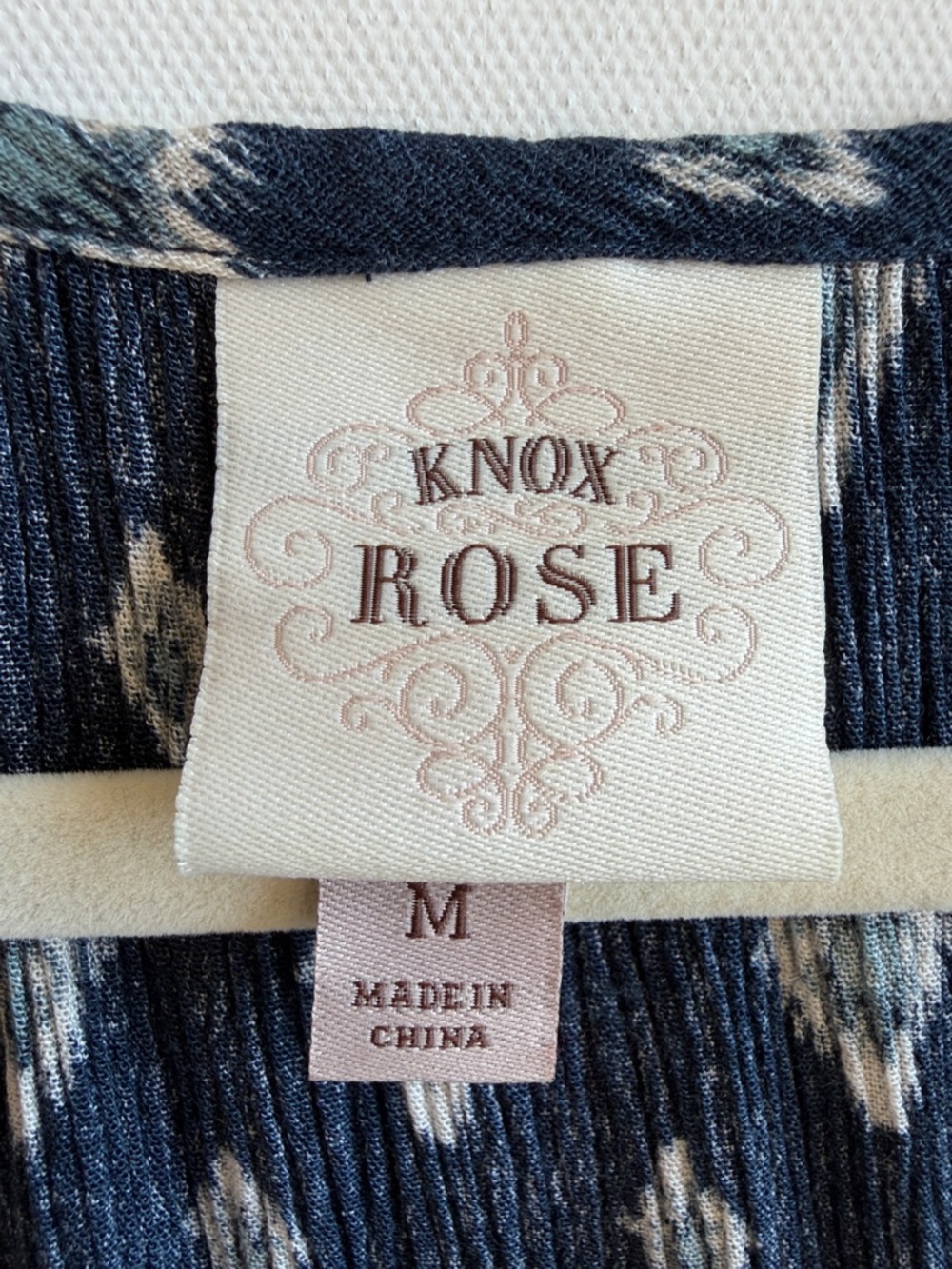 Knox Rose Boho Mini Dress Navy Blue Print Flutter Sleeve Peasant Pockets M - Picture 3 of 10
